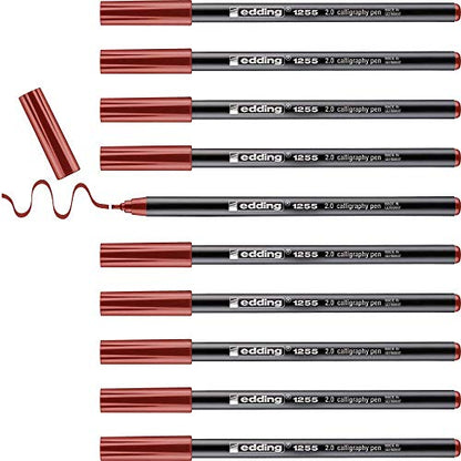 edding Fibers e-1255 Calligraphy Pencils, tip 2 mm, Purple (10 Pieces) - color: 05: 10 Pens - Crimson Lake