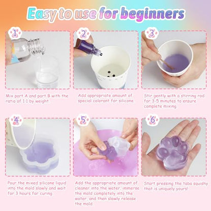GiftmiyHime Taba Squishy Making Kit – Two Different Sets of A+B Silicone (Clear & Translucent) for Beginners to Create Various Squishy Styles