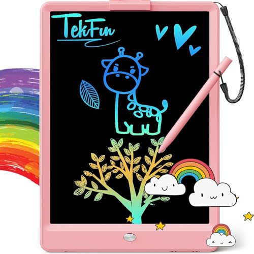 TEKFUN LCD Writing Tablet for Kids, 10-inch Coloring Drawing Pad, Mess Free Doodle Board, Airplane Travel Toys for Boys and Toddlers, Road Trip Essentials, Gifts for 3 4 5 6 7 8 Year Old Girls (Pink) - color: Pink, size: 10 inch