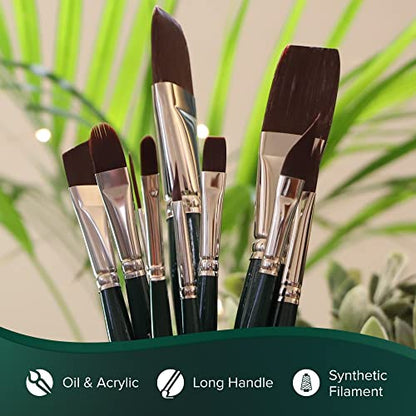 Silver Brush 2501-2 Ruby Satin Long Handle Synthetic Brush, Flat, Size 2 - size: Size 2