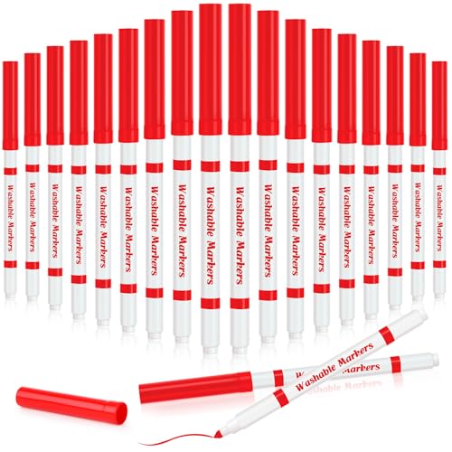 Fullhawl 18 Pcs Line Washable Markers Bulk Red Fine Tip Markers Set Coloring Thin Tip Drawing Washable Pen for Kids Art School Classroom Back to School Gender Reveal Party Supplies, Ages 6+ - color: Red