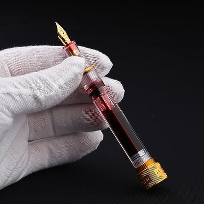 erofa Majohn V1 Vacuum Filling Fountain Pen Extra Fine Nib, Transparent Acrylic Demonstration Writing Gift Pen with Box (Golden Clip) - color: Extra Fine Nib (Golden Clip)