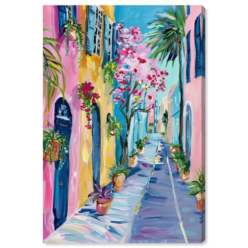 Art Remedy The Colorful Streets Gallery Wrapped Colorful Coastal 1 Piece Canvas Wall Art, 16" x 24", Gallery Wrapped - color: Gallery Wrapped, size: 24"L x 16"W