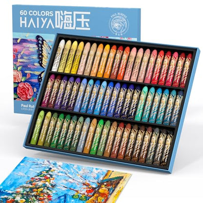 Paul Rubens Oil Pastels Set - 60 Vibrant Colors, Ultra-Soft and Creamy Texture, Easy to Blend for Artists and Beginners - Bullet Head Design for Drawing, Painting, Sketching - New Packaging - style: 60 Basic Colors