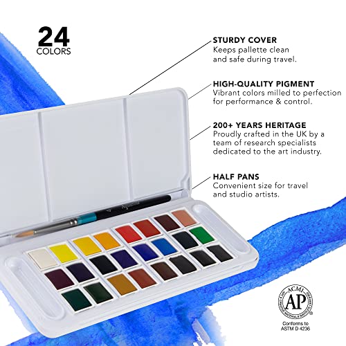 Daler Rowney Half Pan Travel Set, 25 Piece, Assorted Colors