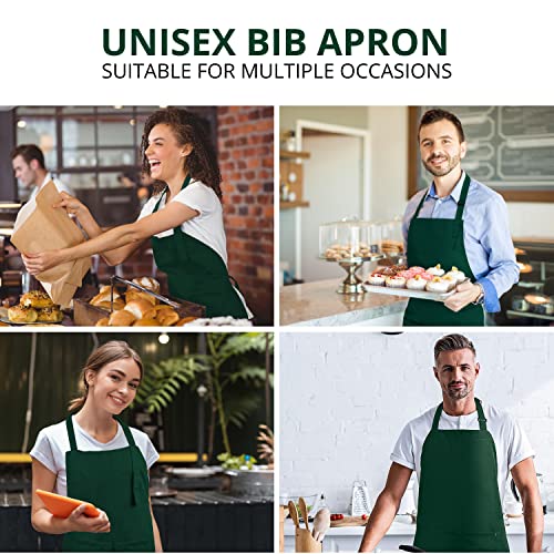 Utopia Kitchen 2 Pack Bib Apron, Adjustable with 2 Pockets, Water and Oil Resistant, Cooking Kitchen Chef Apron for Women Men - color: Green