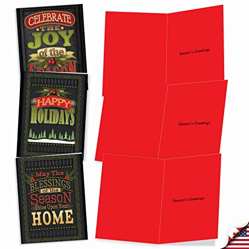 The Best Card Company - 10 Christmas Greeting Cards with Envelopes - Festive, Fun Assorted Holiday Notecards (4 x 5.12 Inch) - Chalk Up Another Holiday M2297 - style: Chalk up Another Holiday