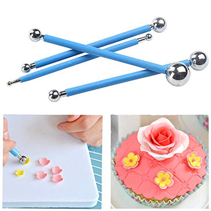 4pcs Fondant Cake Pan Flower Decorating Clay Flower Sugar Craft Ball Model DIY Tool
