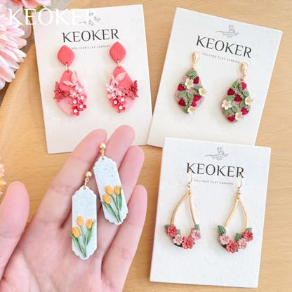 KEOKER Spring Polymer Clay Molds, Polymer Clay Silicone Molds, Flower Polymer Clay Mini Molds, 4pcs Earring Molds for Polymer Clay, Polymer Clay Molds for Jewelry(Substitute Micro Clay Cutters) - color: 4PCS Color