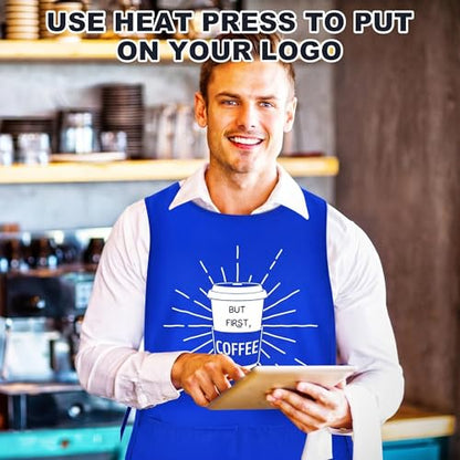 TFTAFAN Cobbler Apron Unisex Waterproof Apron with 2 Deep Pockets Art Smock for Painting Cleaning Artiest Apron work kitchen - color: Royal Blue