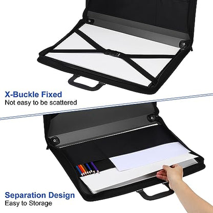 PATIKIL 11" x 17" Art Portfolio Case with Zipper, Portfolio Storage Bag Folder, Artist Carrying Case PP Material for Artist Storage Artwork Poster Painting Board, Black