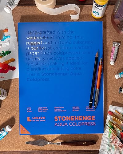Stonehenge Aqua White Medium Weight Block, 140lb, Coldpress, 15 Sheets for Wet and Dry Media (14X20) - size: 14 x 20 inches
