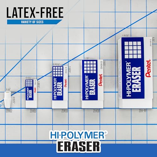 Pentel Hi-Polymer Block Eraser, Small | White | Pack of 8 | ZEH05BP4 - size: 4 Count (Pack of 2)