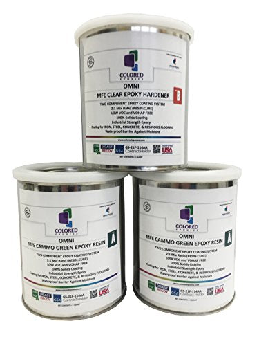Coloredepoxies 10004 Green Epoxy Resin Coating Made with Beautiful and Vibrant Pigments, 100% solids, For Garage Floors, Basements, Concrete and Plywood. 3 Quart Kit