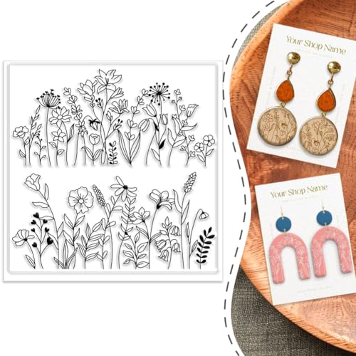 Wildflower Polymer Clay Texture Sheet Silicone Texture Stamp Sheets Floral Clear Texture Mat Modeling Pattern Pad Reusable for Scrapbooking Polymer Clay Pottery Earrings Jewelry Making - style: Wildflowers