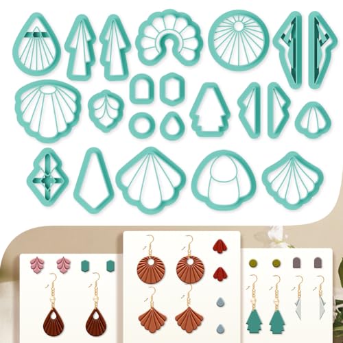 22Pcs Geometry Polymer Clay Cutters Boho Clay Earrings Cutters Polymer Jewelry Cutter for Earrings Making Birthday Party DIY Supplies - style: Geometry