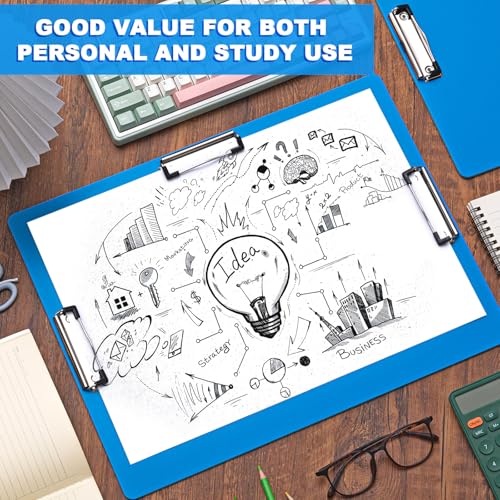 Tenceur 4 Pcs 11x17 Clipboard Three Clip Blue Extra Large Clipboard Horizontal Drawing Board 11 x 17 Inch Art Sketching Landscape Board for School Office Students Teachers Supplies