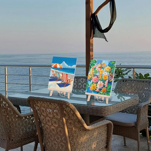 6 Pack Pre Drawn Canvas for Painting Pre Printed Canvas Kit 8 x 10 Inch Stretched Cotton Paint and Sip Set for Adults Couple Party Graduation Summer Date Night(Summer Hawaii) - style: Summer Hawaii