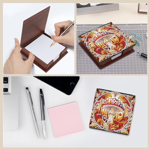 Diamond Painting Kit memo Box, Diamonds Art DIY Mushroom Patterns Sticky Note Box Special Shape Drill, with 160 Sticky Note, Ideal for Home Office Supplies, Handicrafts, Holiday Gifts - color: Mushroom