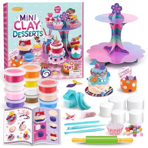 Drama Planet Mini Dessert Clay Kit for Kids, Make & Display Clay Treats | Air Dry Clay, Create & Display Clay Creations, Art Activities, Great Gifts for Girls