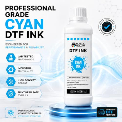 Premium DTF Ink Refill 500ml for Heat Transfer Printing, Compatible with Epson ET-8550, ET-8500, XP-15000, L1800, L805, R1390, R2400, DX5, DX7, XP600, I3200 Printers (Cyan, 500ml) - color: Cyan, size: 500ml