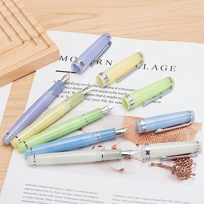 Jinhao 82 Acrylic Fountain Pen, Iridium Extra Fine Nib with Ink Converter, Transparent Purple Classic Design Smooth Writing Pen (Silver Trim) - color: Purple Clear (Silver Trim), style: Extra Fine (0.38 mm)