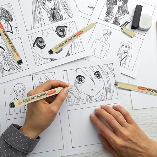 GETHPEN Micro Fineliner Set, 6 Pack Black Micro Fine Point Drawing Waterproof Archival Ink Multiliner Pens for Artist Illustration, Sketching, Technical Drawing, Anime, Manga