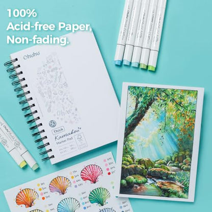 Ohuhu Markers + Bleedproof Marker Pad 5.5"x8.5"