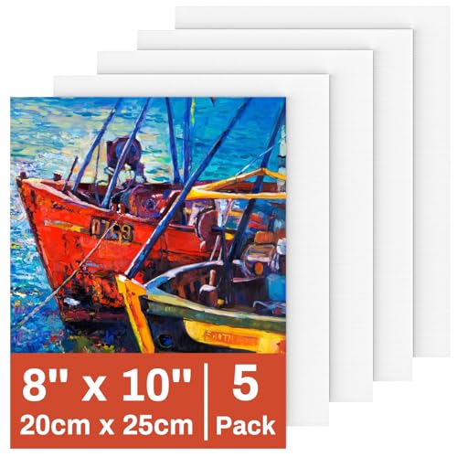 5 Packs Canvas for Painting 8 x 10 Inch, Koncci Cotton Acid-Free Blank Canvas Board for Acrylic Paint, Oil Paint & Wet Water Art Media, Kids Hobby Painters and Beginners - size: 5 Packs 20x25cm