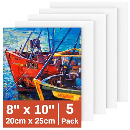5 Packs Canvas for Painting 8 x 10 Inch, Koncci Cotton Acid-Free Blank Canvas Board for Acrylic Paint, Oil Paint & Wet Water Art Media, Kids Hobby Painters and Beginners - size: 5 Packs 20x25cm