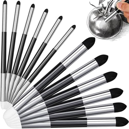 Kosiz 12 Pcs Blending Sponge Pen Double Headed Rub and Buff Washable Sketch Rubbing Sponge Brush Wipe Reusable Blending Stump Drawing Art Blenders for Artist Highlight Shadow Detail Tool (White,Black) - color: White,black
