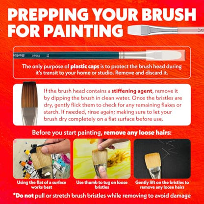 Creative Mark Pro Stroke Premium White Chungking Hog Bristle Artist Paint Brush - Flat # 6 - Natural Bristle Brush w/Great Control Suitable for Oils, Watercolors, Acrylics, Alkyds, Caseins - size: 6