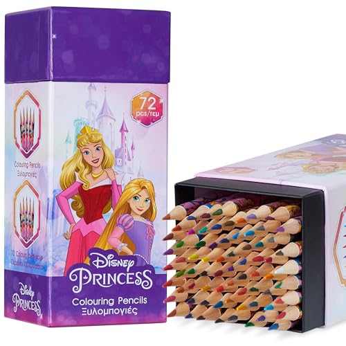 Disney Stitch Colored Pencils for Kids Adults 72 Kawaii Coloring Pencils Art School Supplies Wood Color Pencil Set for Coloring Drawing (Purple Princess) - color: Purple Princess