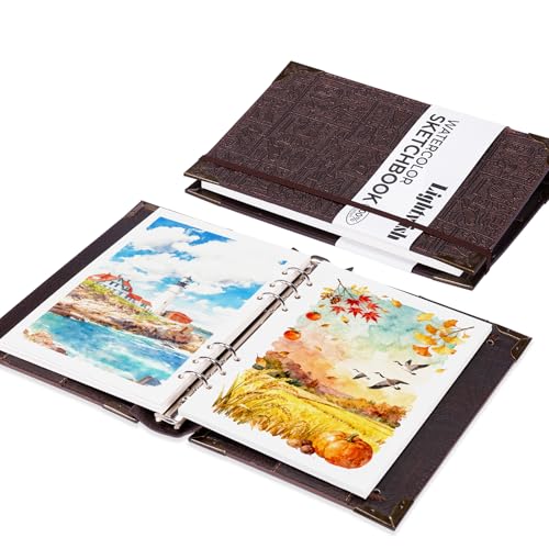 Lightwish Watercolor Sketchbook,100% Cotton Acid Free Watercolor Journal,450gsm Cold Press Watercolor Paper for Artists,Adults,Students,15 Sheets,5.8 * 8.2 Inches Paper - color: Copper