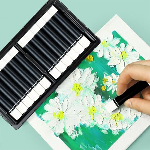 Flylin 12Pcs White Oil Pastel, Professional Soft Oil Pastels Stick Set for Artist Blending, Gallery Quality Art Supplies for Adult Drawing, Painting & Illustration