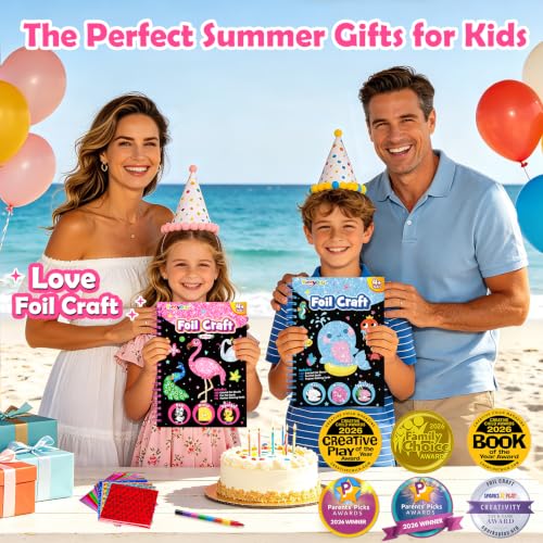 FUNNYB&G Foil Art Craft Kit for Girls 4-10 Years Old: Mess-Free & No-Glue, Create 16 Sparkly Birds Pictures – Perfect Travel Toy & Birthday Gift for Kids (Birds) - style: Birds