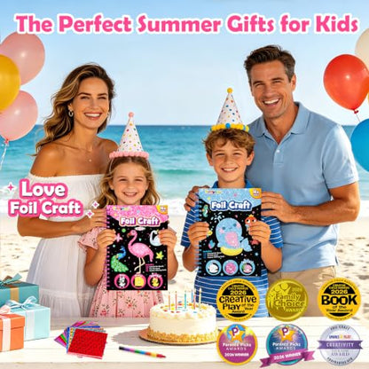 FUNNYB&G Foil Art Craft Kit for Girls 4-10 Years Old: Mess-Free & No-Glue, Create 16 Sparkly Birds Pictures – Perfect Travel Toy & Birthday Gift for Kids (Birds) - style: Birds