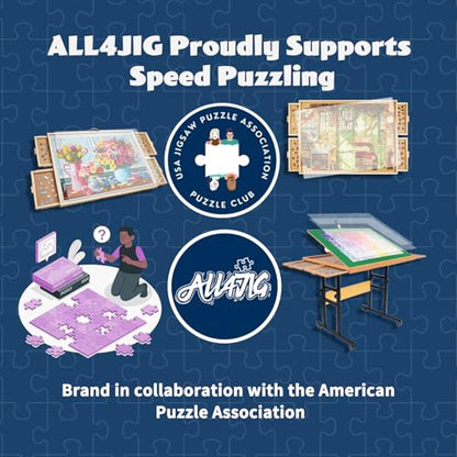 ALL4JIG 1500 Pieces 2-in-1 Tilting & Rotating Puzzle Board, 24.53" x 33.19"Adjustable Angle Puzzle Board with 4 Drawers & Clear Protective Cover, Birthday Gift for mom,with a Tabletop Easel-Style Tilt - color: Iron, size: Medium-1500pcs