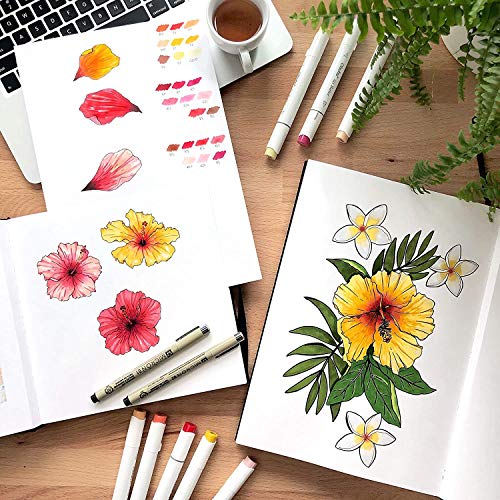 Ohuhu Sketchbook Marker Paper Pad: 8.3"x8.3" Square Art Sketch Book Drawing Papers 78 Sheets/156 Pages 120 LB/200 GSM Hardcover Sketching Books for Alcohol Markers Heavyweight Sketchpad Christmas Gift - size: 8.3" x 8.3 "