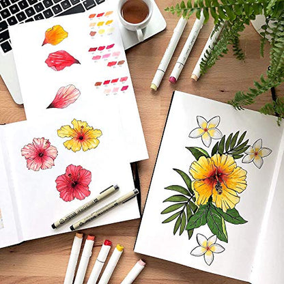 Ohuhu Sketchbook Marker Paper Pad: 8.3"x8.3" Square Art Sketch Book Drawing Papers 78 Sheets/156 Pages 120 LB/200 GSM Hardcover Sketching Books for Alcohol Markers Heavyweight Sketchpad Christmas Gift - size: 8.3" x 8.3 "