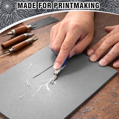 Falling in Art 8 * 10 Linoleum Carving Blocks, 8 Pack Soft Stamp Rubber Blocks for Crafts and Artists Printmaking, Gray,1/8" Thick - color: Gray, size: 8'' x 10'' 8 Pack