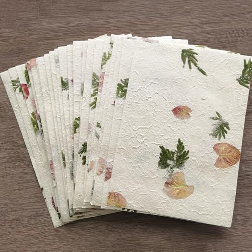 ANXINZENITH Handmade Botanical Craft Paper - 15 Sheets 8.27x11.7 Inch Art Paper for Watercolor,Wedding Invites,Scrapbooking - Vintage Textured Designs for DIY,Gift Wrapping & Cultural Projects (A4)