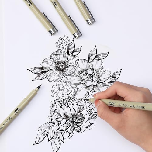 Mr. Pen- Drawing Pens for Artists, 16 Sizes, Black Multiliner | Micro Pens for Drawing - size: 16 Tip Sizes(0.2 to 3 mm)
