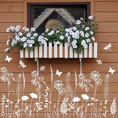 Large Flower Stencils for Walls Wildflower Stencil Reusable Floral Stencils for Painting on Wood Fence Canvas Fabrics Furniture - style: Wildflower