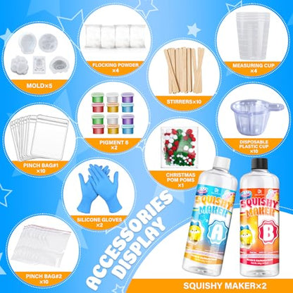 Liquid Silicone for Taba Squishy Kit, 36oz 1:1 AB Ratio Super Soft Fast Cure for Squishy Maker, Squishy Making Rubber for Cat Paw & Hamster Molding with Flocking Powder, Pom Poms Decompression Craft - size: 36oz