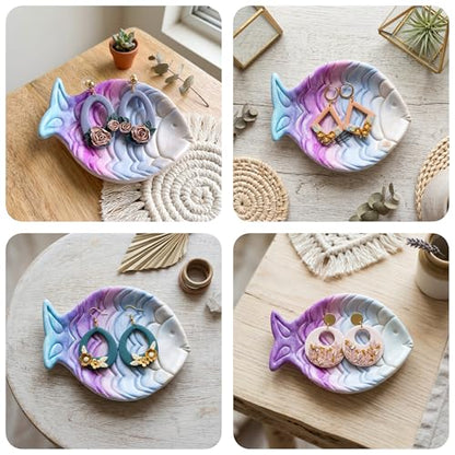 Trinket Cutter Set for Polymer Clay Display & Jewelry Styling – Fish, Shell & Spiral Shell Shapes | Shellfish-TRI - color: Shell+Fish+Spiral_shell