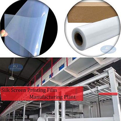 13"x100ft. Screen Printing Film 1 roll Waterproof Inkjet Transparent Film for Water-based Pigment and Dye Printers
