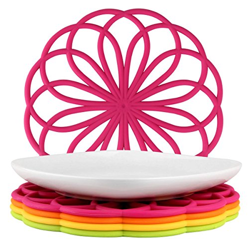 ME.FAN Silicone Trivet Mat - Kitchen Hot Pads for Pots & Dish - Insulated Teapot Trivet - Flexible, Durable, Non-Slip Large Coasters 3 Set Orange - color: 3set-orange