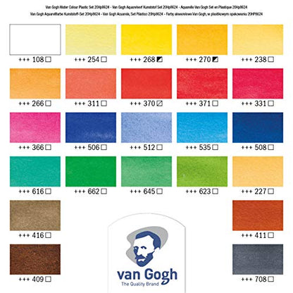 Van Gogh Watercolor Paint Set, Plastic Pocketbox, 24-Half Pan General Selection - color: 24 General (Plastic Pocketbox), style: Half Pan