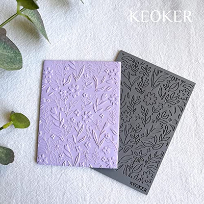 Keoker Polymer Clay Texture Sheets, Clay Texture Mat for Making Earrings Jewerly, Polymer Clay Earrings Tools (Floral A) - color: Floral A